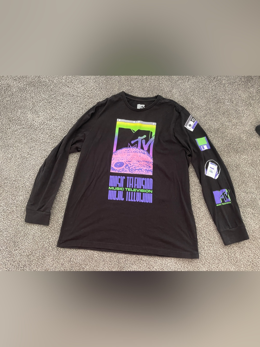 MTV Black Tee with Logo Print